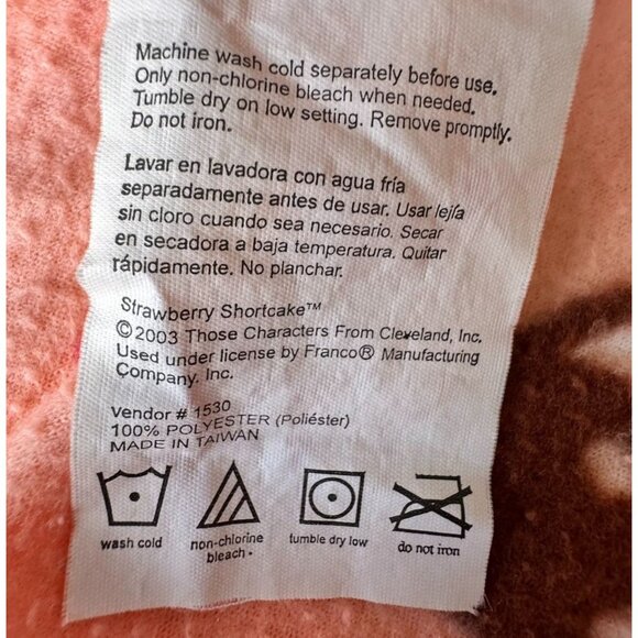 Vintage 2003 Strawberry Shortcake Blanket Throw 62 in x 44 Y2K Christmas Gift - Picture 11 of 12